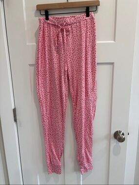 Women's Pink Heart-Print Lounge Pajama Pants